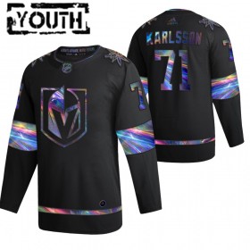 Vegas Golden Knights William Karlsson 71 2021-22 Iriserend holografisch Zwart Authentic Shirt - Kinderen